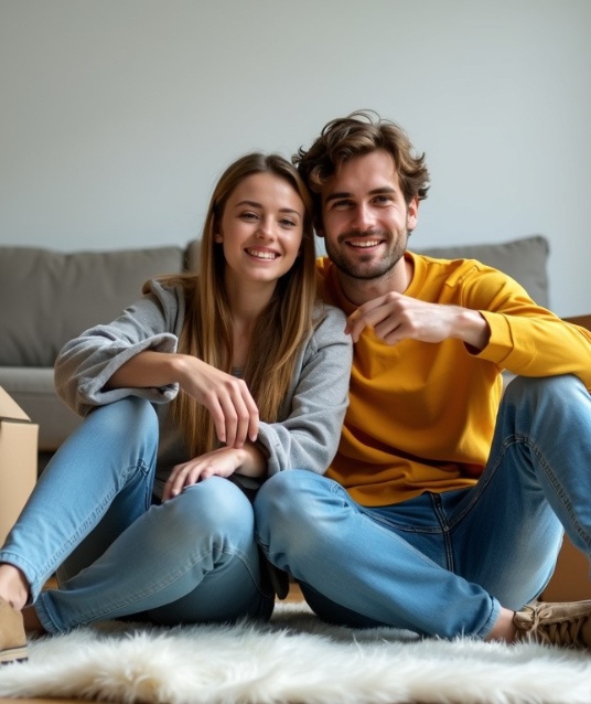 couple unpacking boxes