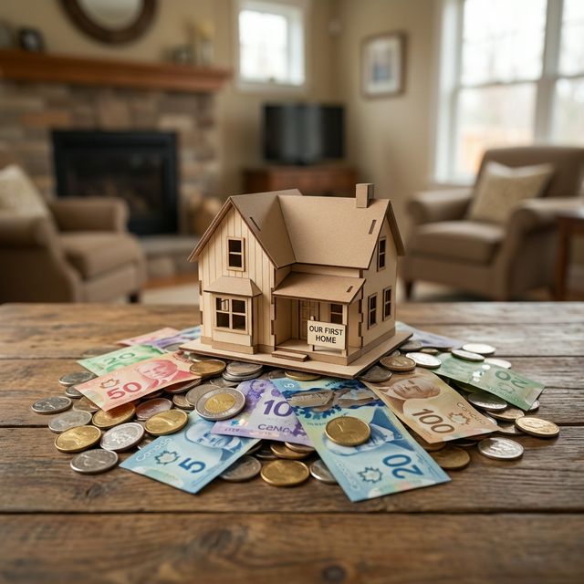 Model house on Canadian currency