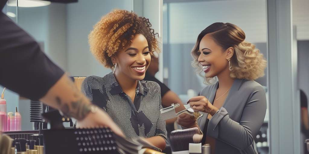 woman giving a tip to a hairdresser